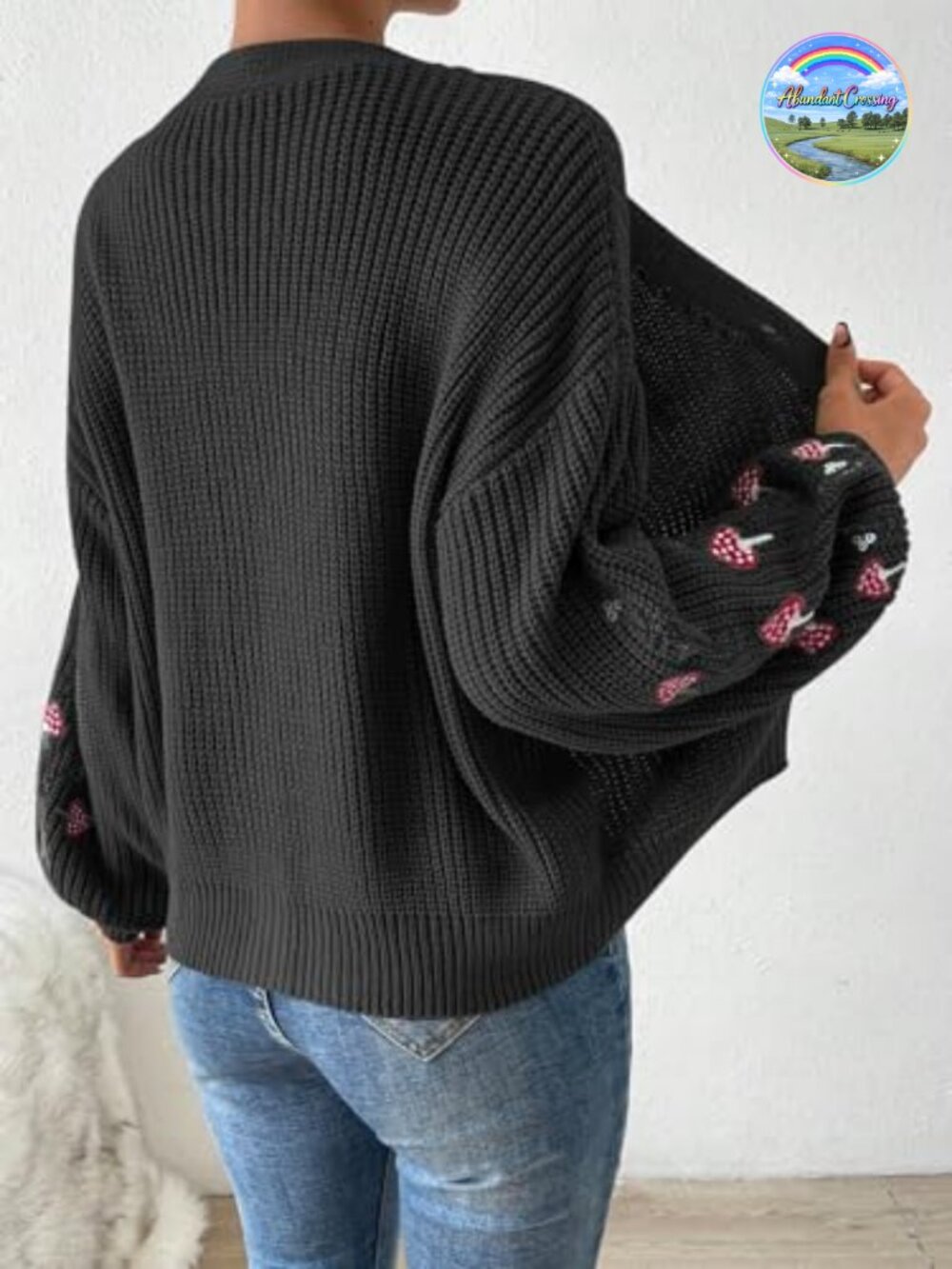 Embroidery Drop Shoulder Button Front Duster Knit Cardigan - Picture 2 of 5